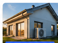 Beispielbild eines Hauses mit Wärmepumpe